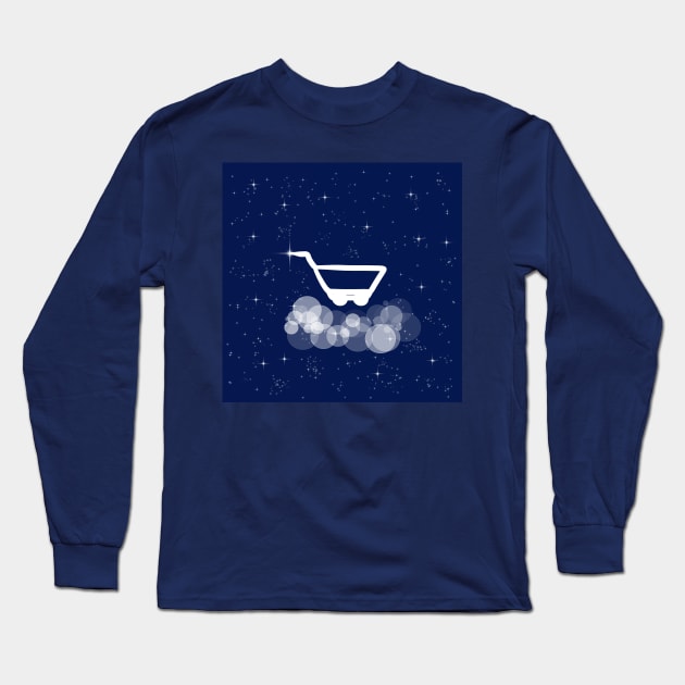 Shopping, shop, trolley, shopping cart, seller, buyer, technology, light, universe, cosmos, galaxy, shine, concept Long Sleeve T-Shirt by grafinya